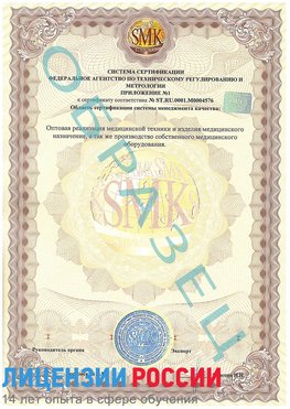 Образец сертификата соответствия (приложение) Нижний Архыз Сертификат ISO 13485